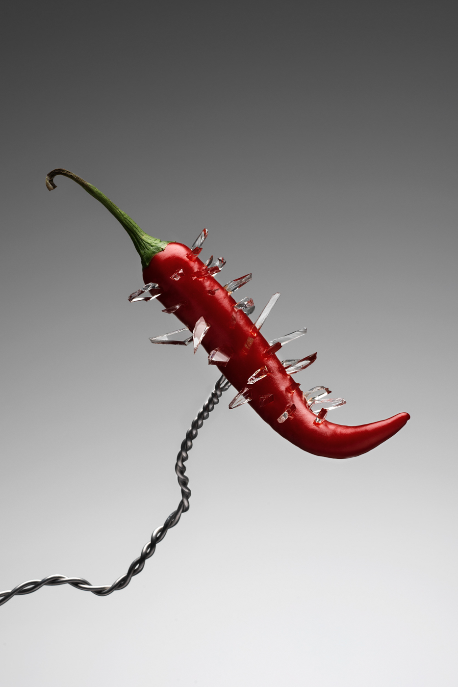 multiple small pieces of glass on a chili by Tomas Olsen