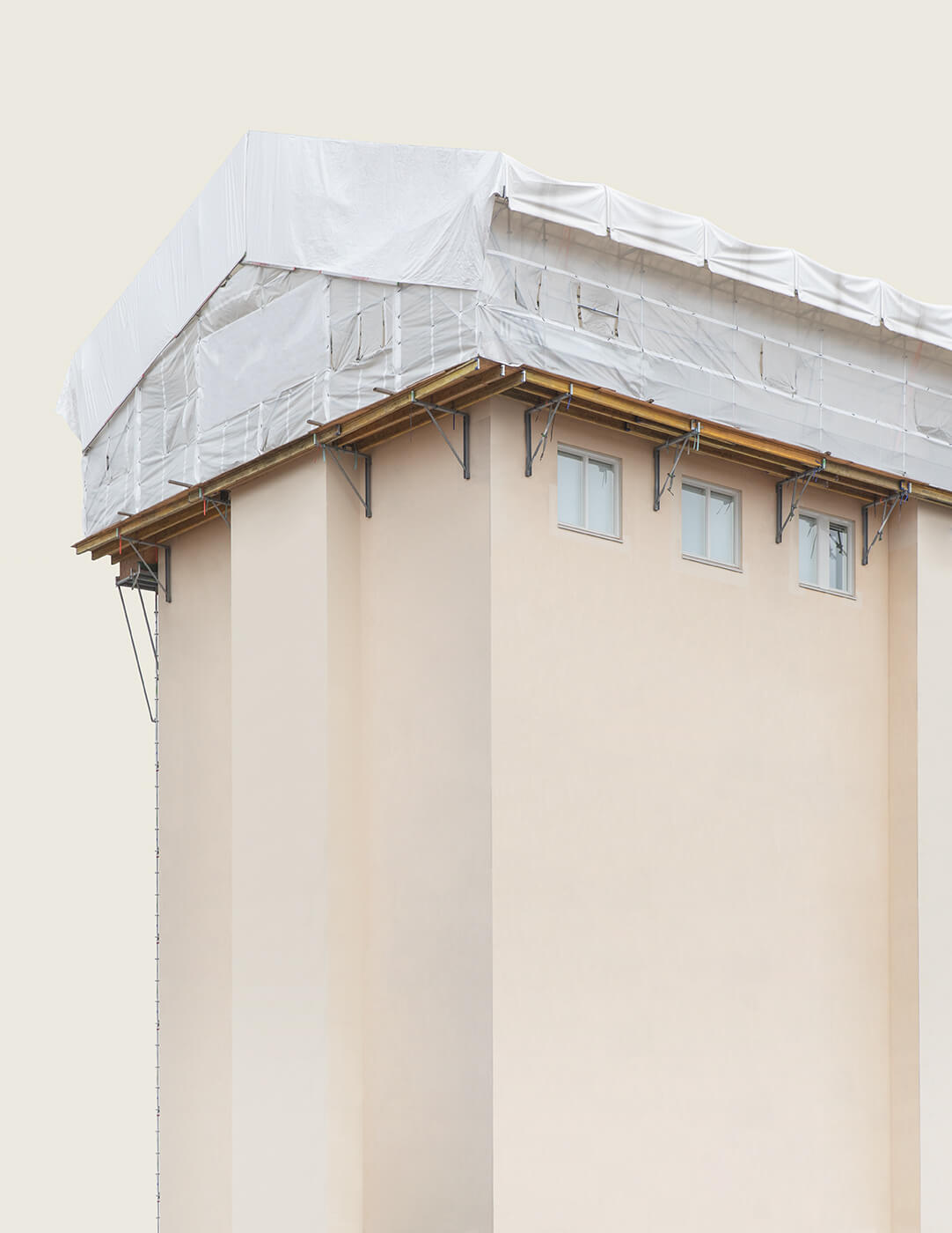 A minimalistic architectural image of building under construction in Helsinki
